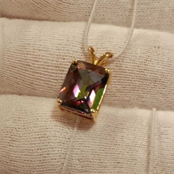 14k Gold Pendant for necklaces Mystic Quartz Solid real 14kt - Picture 1 of 5
